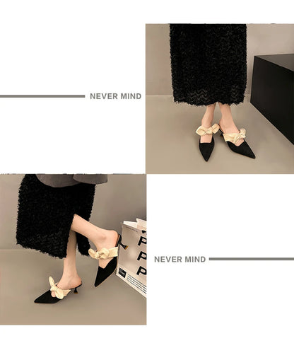 Luxury Pointed Toe Slippers Women High Heels Sandals Elegant Mules Shoes Summer 2026 New Slingback Dress Flip Flops Female Shoes