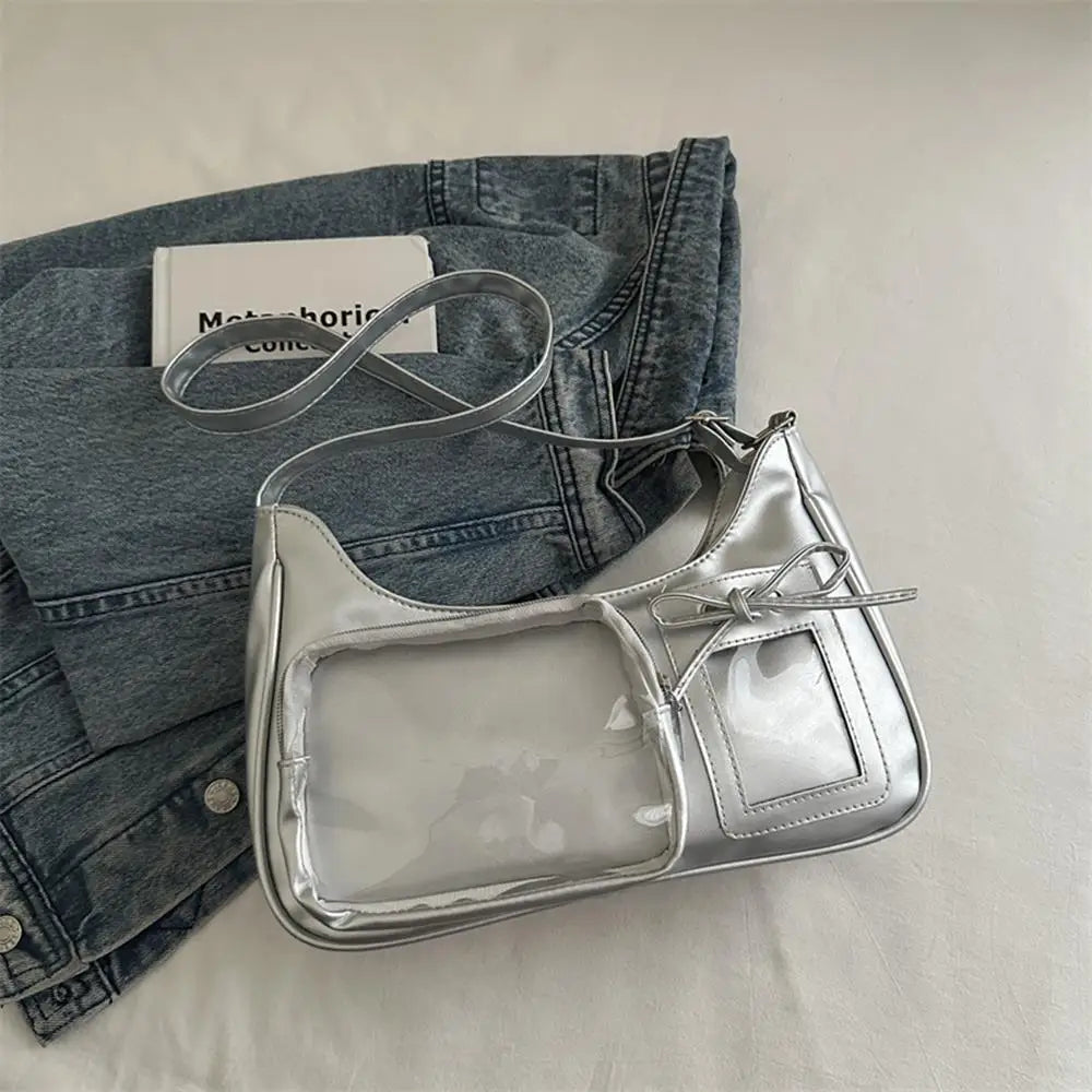 HOT Womens Transparent Ita Bags Girl Transparent Messenger Bag Women's Designer Handbags Ladys DIY Badge Tote Bag Lolita Handbag