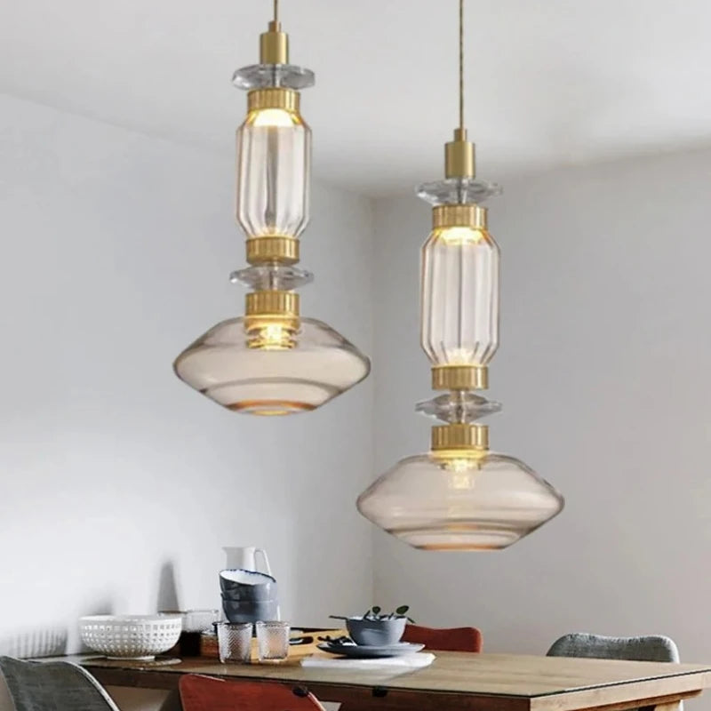 Modern Pagoda Home Design Glass Led Pendant Lights for Living Dining Table Room Apartment Bar Counter Simple Lusters Luminaires