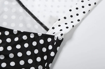 SiSterlinda Chic Backless Halter Playsuit Woman Polka Dots Print Patchwork Skinny 2026 Summer Street Sexy Skinny Stretch Rompers