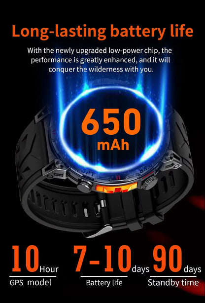 Men KC93 Smart Watch 1.56inch AMOLED GPS Positioning Outdoors Sports Fitness Tracker Bluetooth Calling Large Battery Smartwatch