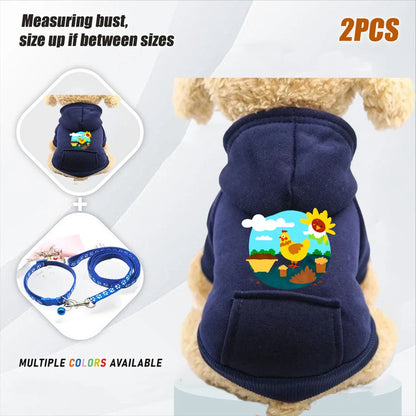 2pcs Winter Dog Hoodies Sweatshirt Jacket Warm Fashion Pet Coat Chihuahuas Bulldog Costume Puppy Pet Autumn