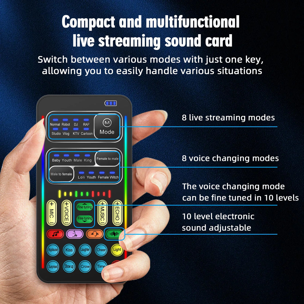 Sound Changer I9-PRO Voice Changer Set Multifunction Portable Recording Mini Sound Card For Game Anchor Recording Computer