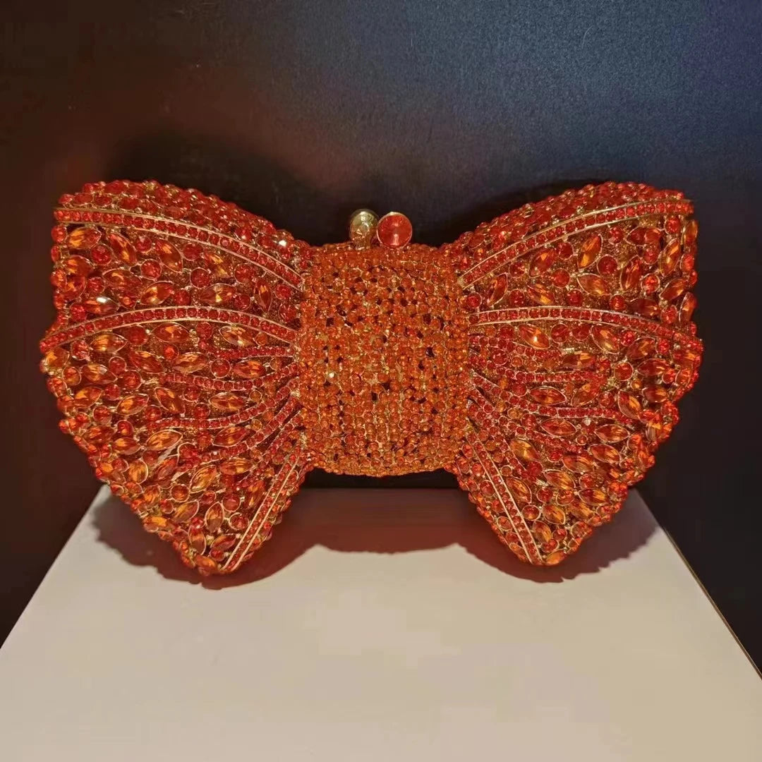 Newest Rhinestone Green/Black Clutch Purse Bow Luxury Diamond Women Red Evening Clutches Bags Wedding Bridal Bag Stones Handbags