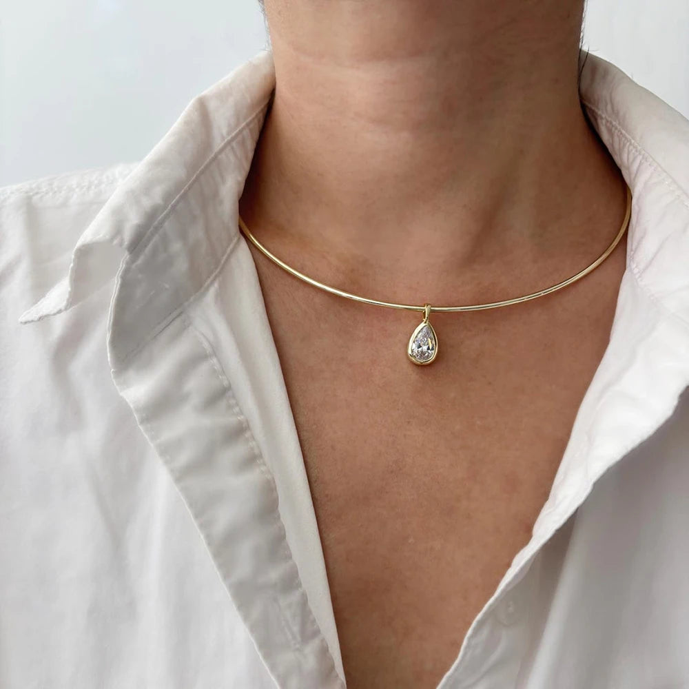 Certified 3carat Waterdrop Hark Moissanite Collar Necklace S925 Silver Bezel Set Solitaire Pear Cut Diamond Pendant for Women