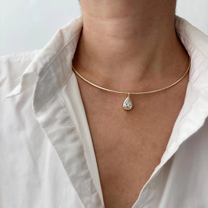 Certified 3carat Waterdrop Hark Moissanite Collar Necklace S925 Silver Bezel Set Solitaire Pear Cut Diamond Pendant for Women
