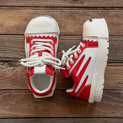 Women Men Sneakers Low-top Big-head Canvas Thick-soled Heightening Versatile Unisex Leisure Trendy Shoes Men Chunky Trainers