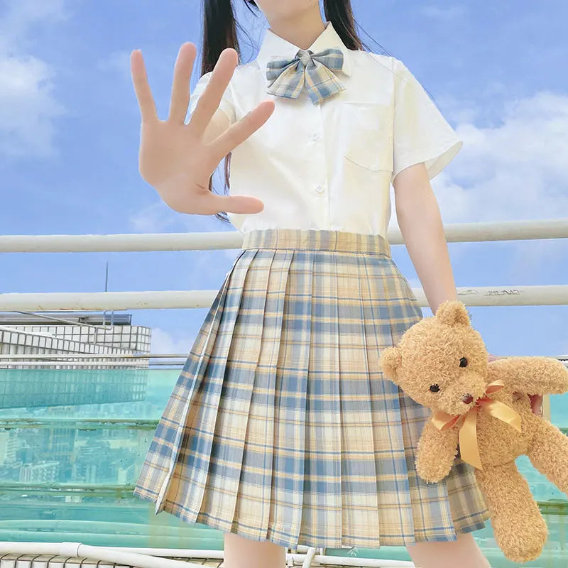 Japanese Bow Tie Skirt Set Student Pleated Skirt Jk Uniform Korean School Sexy Girl Preppy Style Seifuku Japanese School Uniform