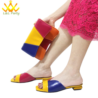 2024 Summer New Fashion Italian Women Shoes and Bag Set in Dark Purple Color Mature Style Comfortable Heels for Wedding