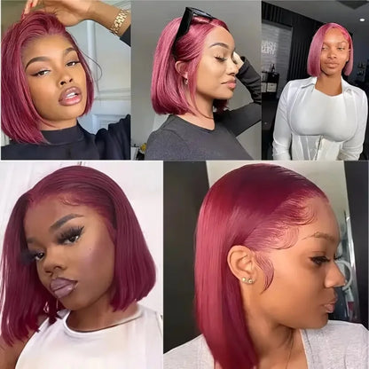 BOB Lace Front Wig Human Hair Straight 200% Full Density 13x4 HD Transparent Lace Frontal Wigs Bob Hair Lace Front Wig For Women
