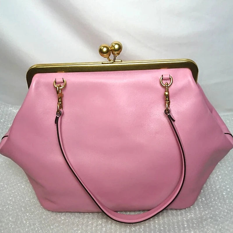 Classic Large Capacity Kisslock Frame Clip Bags For Women Luxury Designer Handbags Purses 2026 New In PU Lock Underarm Shoulder