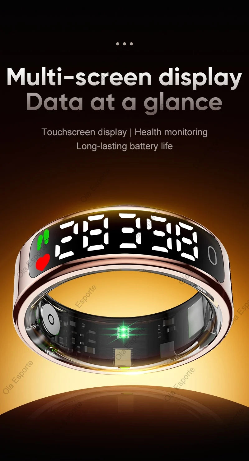 2026 New SR08 Smart Ring Men Women LED Display Screen Heart Rate Blood Oxygen Monitoring 5ATM Waterproof Multi Sports Modes Gift