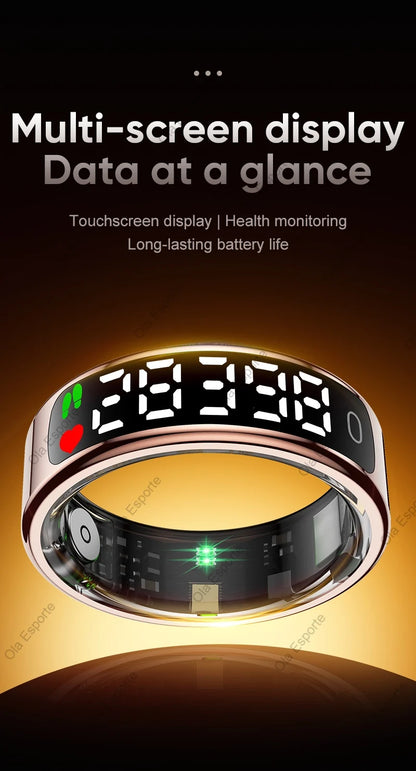 2026 New SR08 Smart Ring Men Women LED Display Screen Heart Rate Blood Oxygen Monitoring 5ATM Waterproof Multi Sports Modes Gift