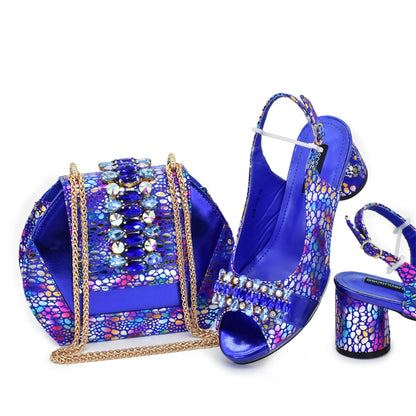 New Arrival Shoes and Bags Set for Women 2026 Luxury Nigerian Shoe and Bag Set for Women Italy Rhinestone Wedding Party Pumps