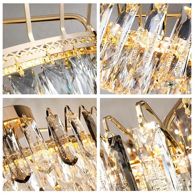 Clear Crystal Ceiling Chandeliers New LED Lights Luxury Rectangle Hanging Lamp Modern Home Decor Lustres for Dining Room Table