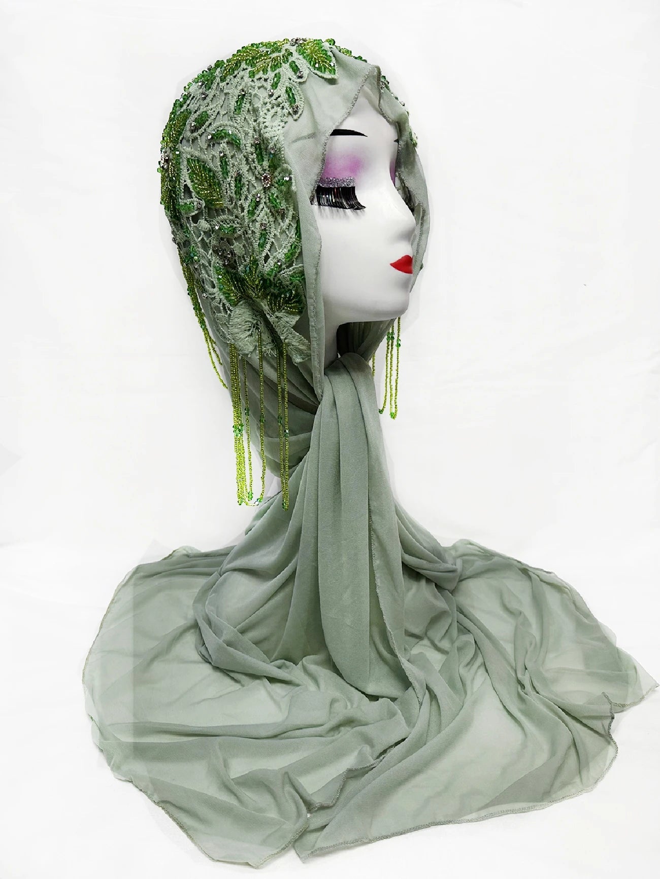 Newest Muslim Hijabs for Women Handamde Beads Shawl Headscarf Tassels Scarf Malaysia Eid Prayer Scarve Prayer Headwear for Women