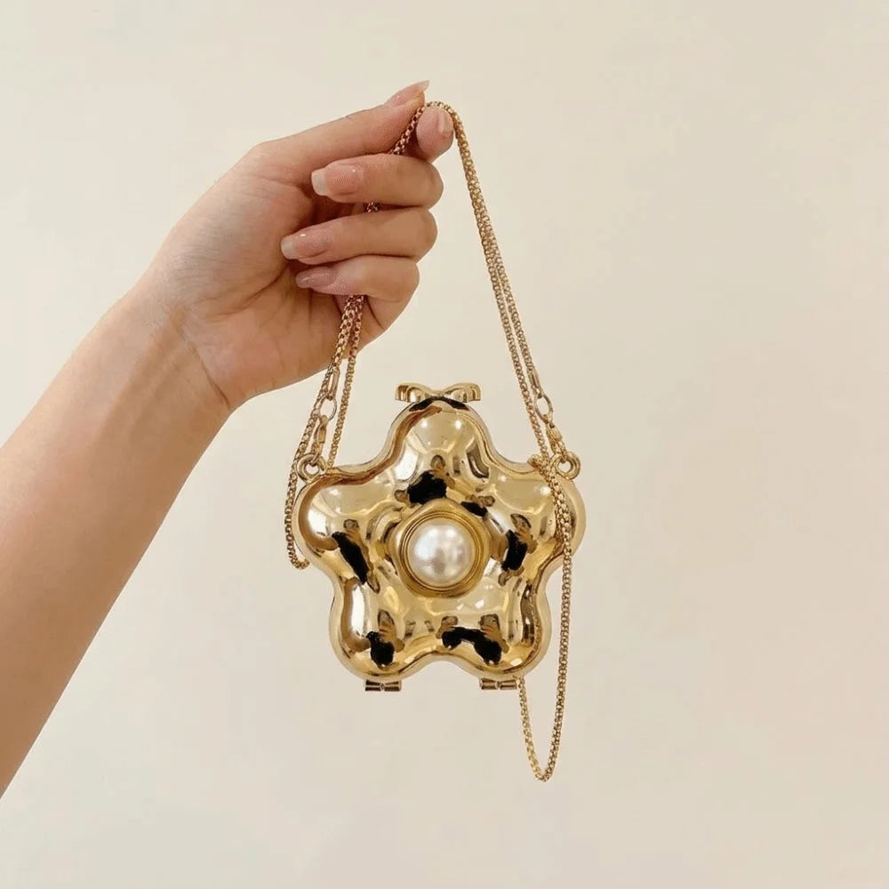 Acrylic Luxury Evening Bags Flower Shaped Single Shoulder Banquet Chain Bag Sparkling Handbag Mini Lipstick Bag Wedding Clutch