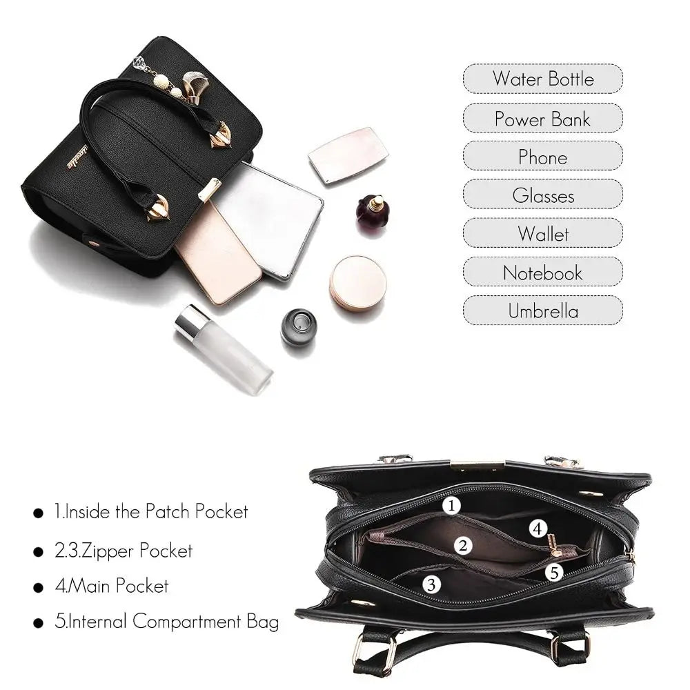 Fashion PU Leather Ladies Hand Bags Large Capacity Casual Versatile Hand-Held Shoulder Bag Messenger Bags Women