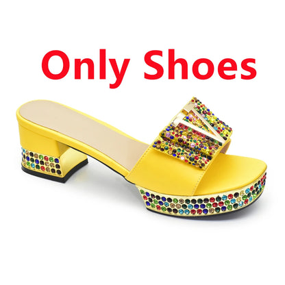 New Shoe and Bag for Nigeria Party Wedding Peep Toe Italian Women Shoes Matching Bag Decorate with Rhinestone for Wedding Dress