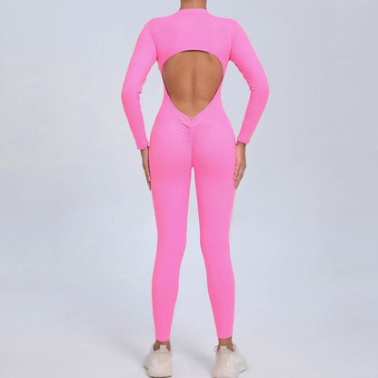 2026 Pad Zipper Long Sleeve Yoga Set Women One Piece Jumpsuit Gym Workout Shorts Fitness Bodysuit Sports Athletic Suit XP358