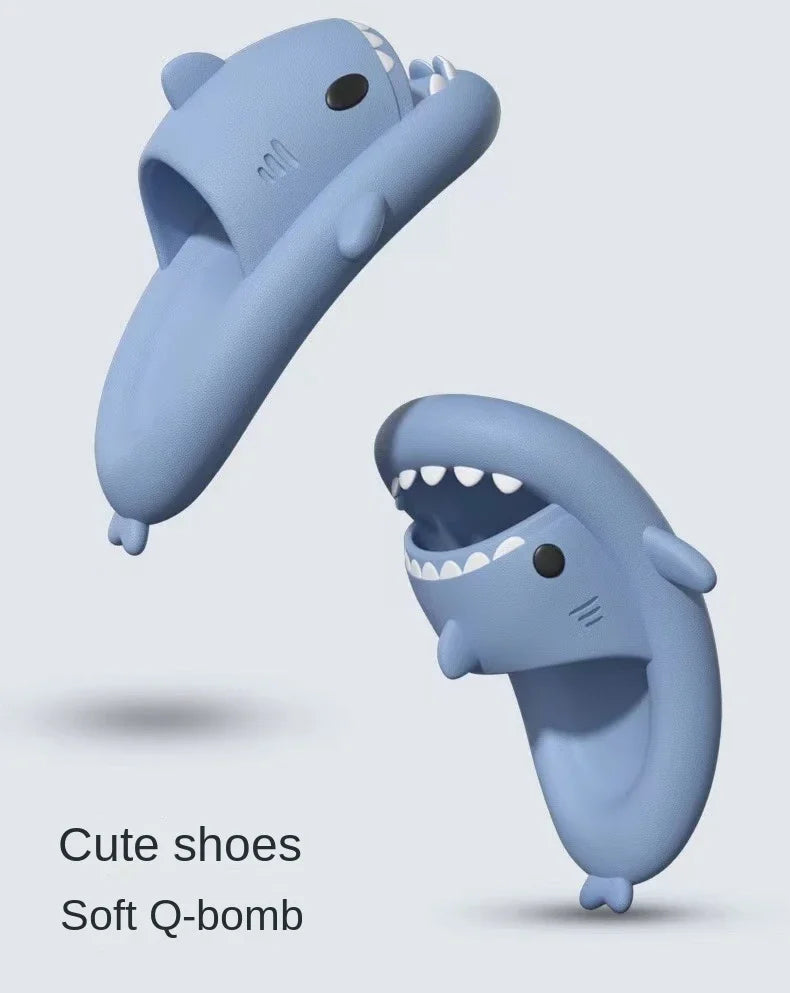 Summer Slippers Lovely Shark Slides Outdoor Women Shoes Flip Flops Men Couples Cartoon Eva Shoes Bathroom Non-Slip Sandals