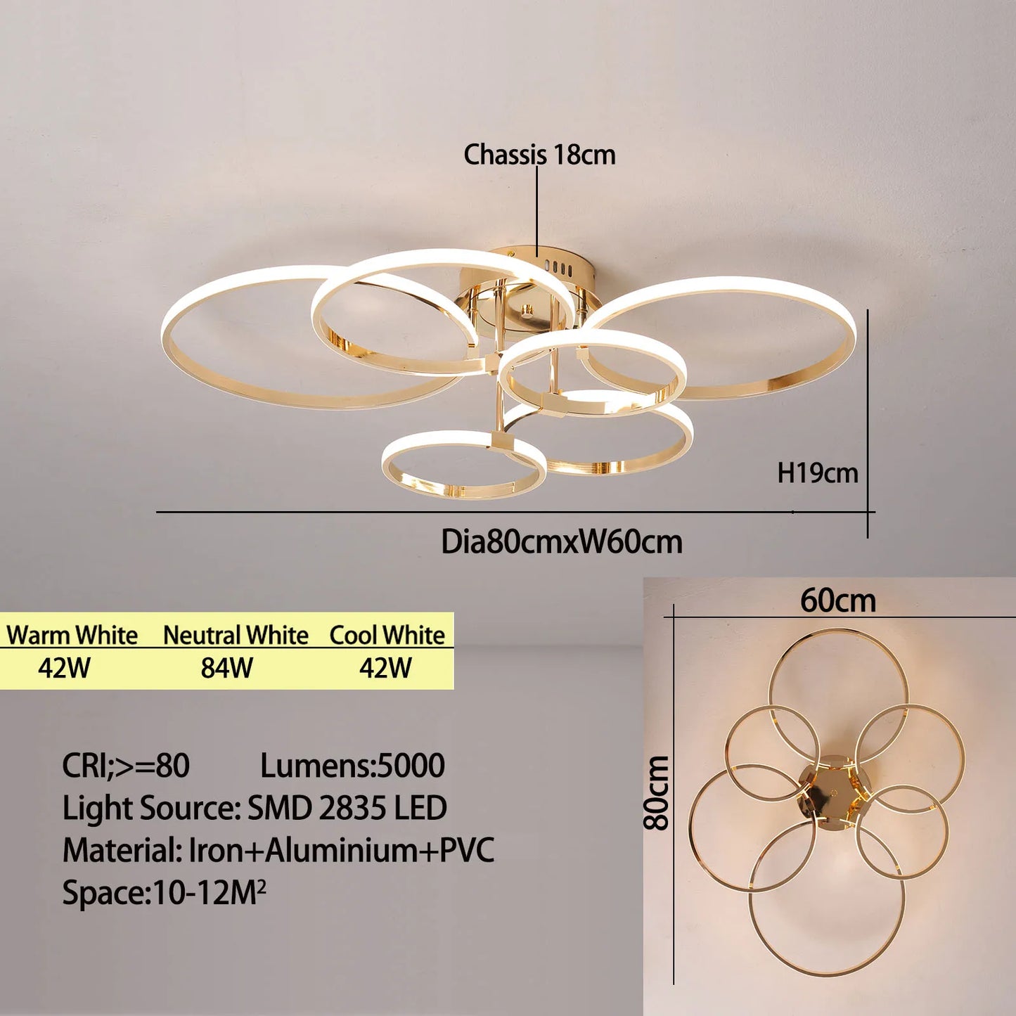 Modern LED Ceiling Chandelier for Living Bedroom,Round Dimmable Ceiling Lamp,Gold/Chrome/Black Bedroom Ceiling Light Fixture