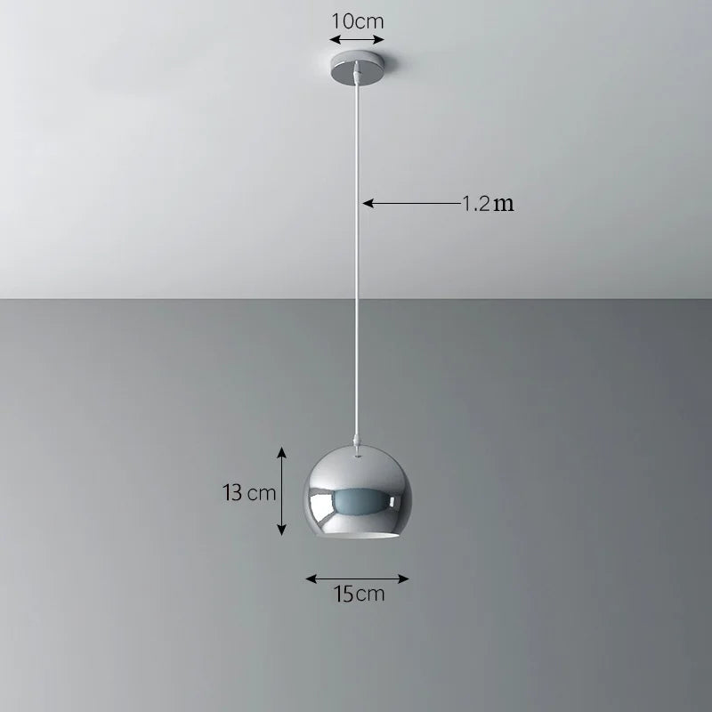 Nordic Plating Sliver Globe Ball Mirror Pendant Lights E27 Iron Hanging Lamp luxury Silver Brass Art Kitchen Hotel Pendant Lamp