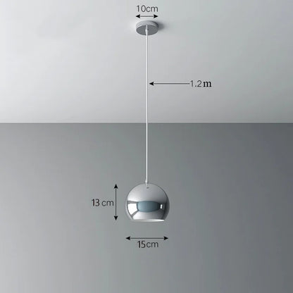 Nordic Plating Sliver Globe Ball Mirror Pendant Lights E27 Iron Hanging Lamp luxury Silver Brass Art Kitchen Hotel Pendant Lamp