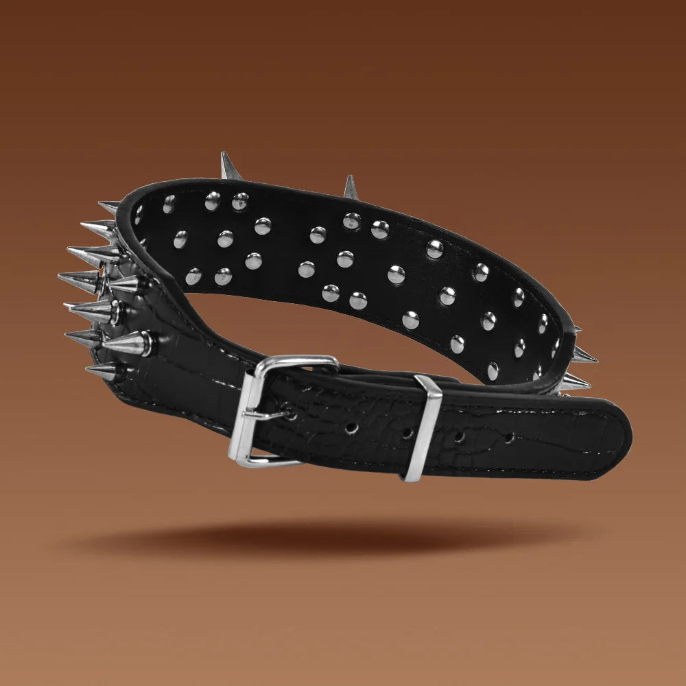 5CM Wide Spiked Studded Dog Collar Anti-Bite PU Leather Pet Collar for Large Dogs Pitbull Mastiff Pet Supplies Accessories