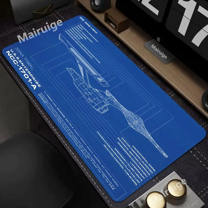 Starship Blueprint Pad Desk Pad Mouse Pad Gamer Computer Cabinet Star Trek Game Office Accessories Keyboard Anime Extended Large
