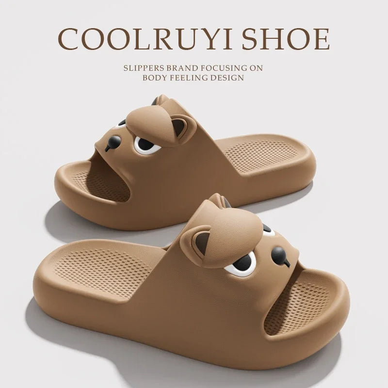 Summer Soft EVA Husky Slippers for Adults Indoor Outdoor Anti Slip Couple Shoes 2026 Men Thick Sole Summer Beach Slides Sandals