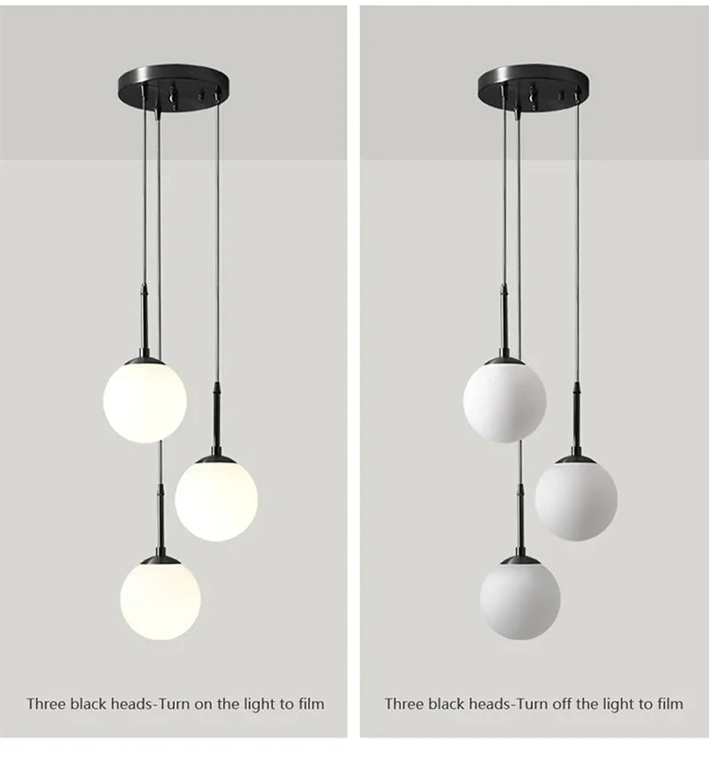 LED Glass Ball Pendant Lamp Nordic Chandelier Lights Home Indoor Dining Room Restaurant Bar Table Decor Hanging Suspension Lamp