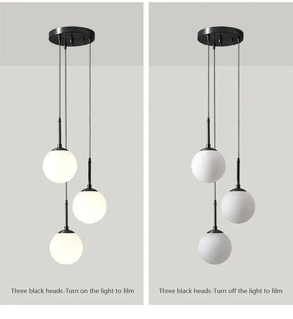 LED Glass Ball Pendant Lamp Nordic Chandelier Lights Home Indoor Dining Room Restaurant Bar Table Decor Hanging Suspension Lamp