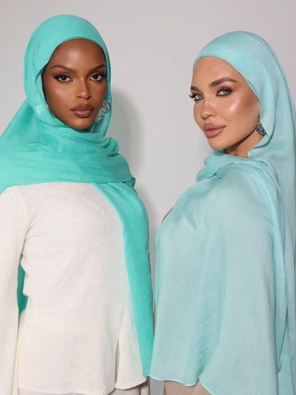 Mini Modal Hijab with Undercap Set Basic Stretchy Pullover Headscarf Thin Breathable Sunscreen Head Wrap Hijabs Scarf 165*50cm