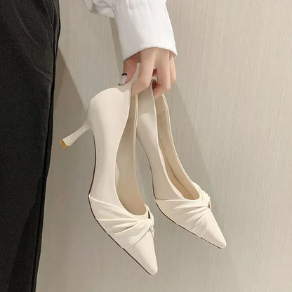 zapatos de mujer women cute sweet elegant beige office patent leather slip on stiletto heel shoes lady black sexy pumps b646