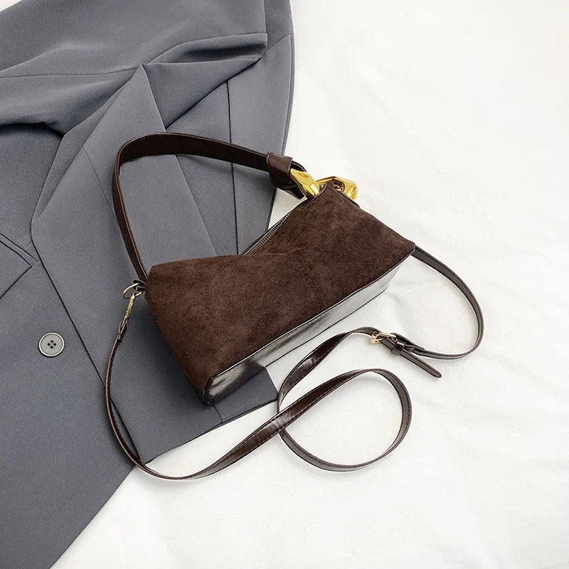 New Matte Suede Women's Shoulder Bag For Gift, Ladies Fashion Handbags Crossbody Bags For Daily Used