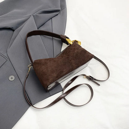 New Matte Suede Women's Shoulder Bag For Gift, Ladies Fashion Handbags Crossbody Bags For Daily Used