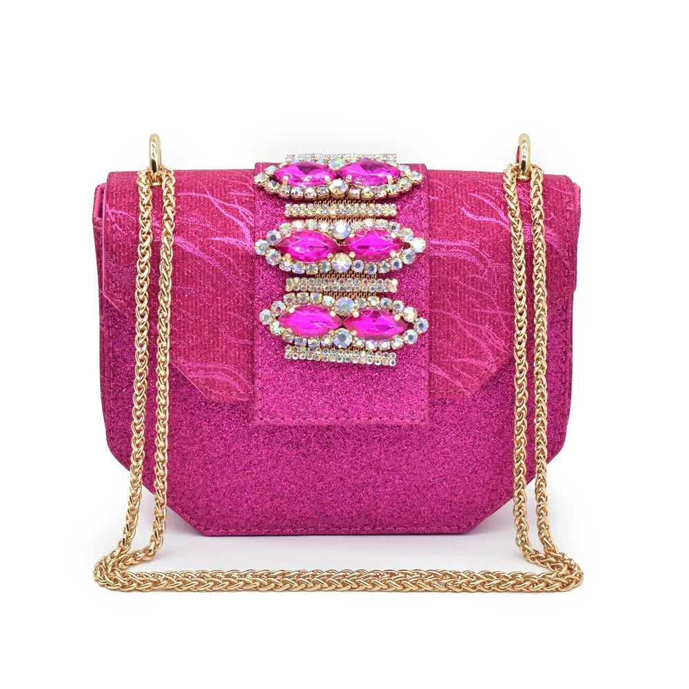 Ladies Shoe and Bag Set Latest Designers Women Nigerian Italian Shoes and Bag Set Decorated with Rhinestone Luxury Wedding Pumps