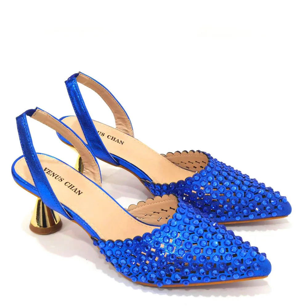 Fashion Summer 2023 Beads Decorated Muffin Bottom Sandals Wear Comfortable And Versatile Elegant Ladies Shoes And Bag Set