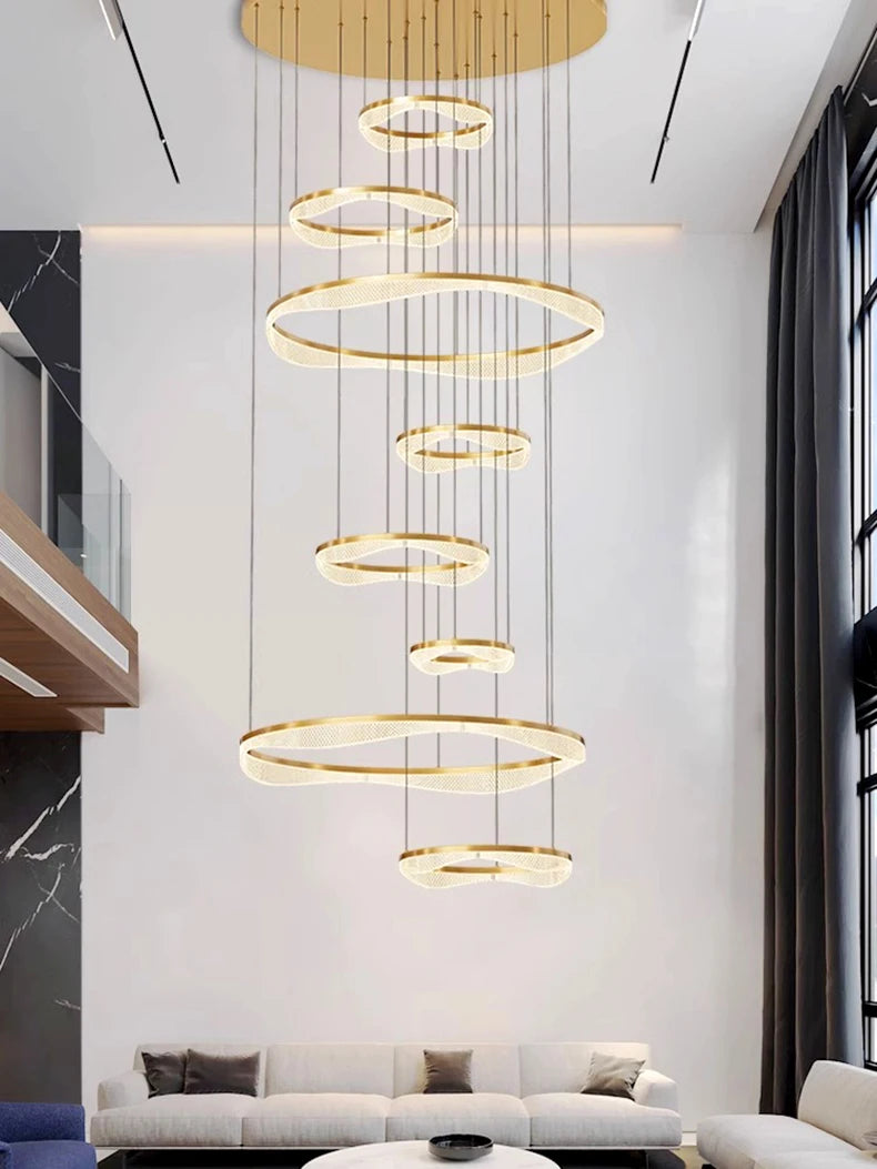 Modern ring stairs led lights pendant light lamps for living room led Chandeliers for dining room hanging light indoor lighting