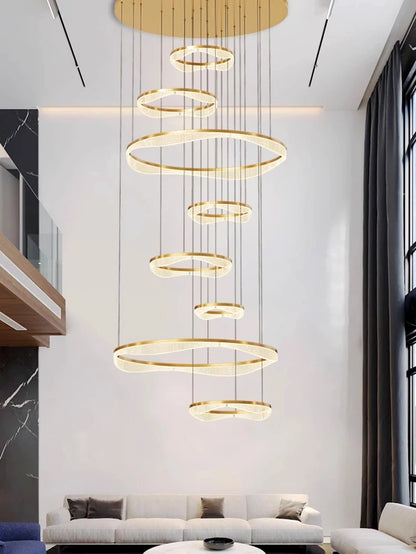 Modern ring stairs led lights pendant light lamps for living room led Chandeliers for dining room hanging light indoor lighting