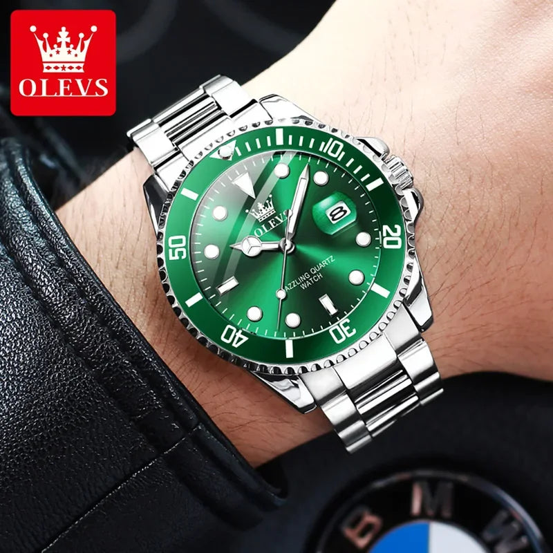 OLEVS Original Quartz Watch for Men Stainles Steel Waterproof Sports Watches Fashion Luxury Top Brand Men's Wristwatches 5885
