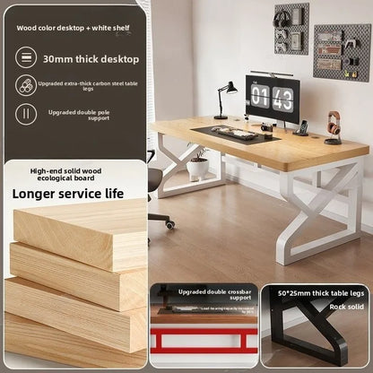 Heavy Duty 30MM Thick Solid Wood Computer Desk Ergonomic Office Desk Study Table Home Office Furniture Writing Desk Gaming