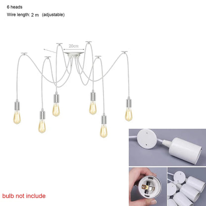 DIY Spider Lights Vintage Chandelier Edison Industrial Hanging Lamp Ceiling Multiple Pendant Light Kitchen Farmhouse Living Room