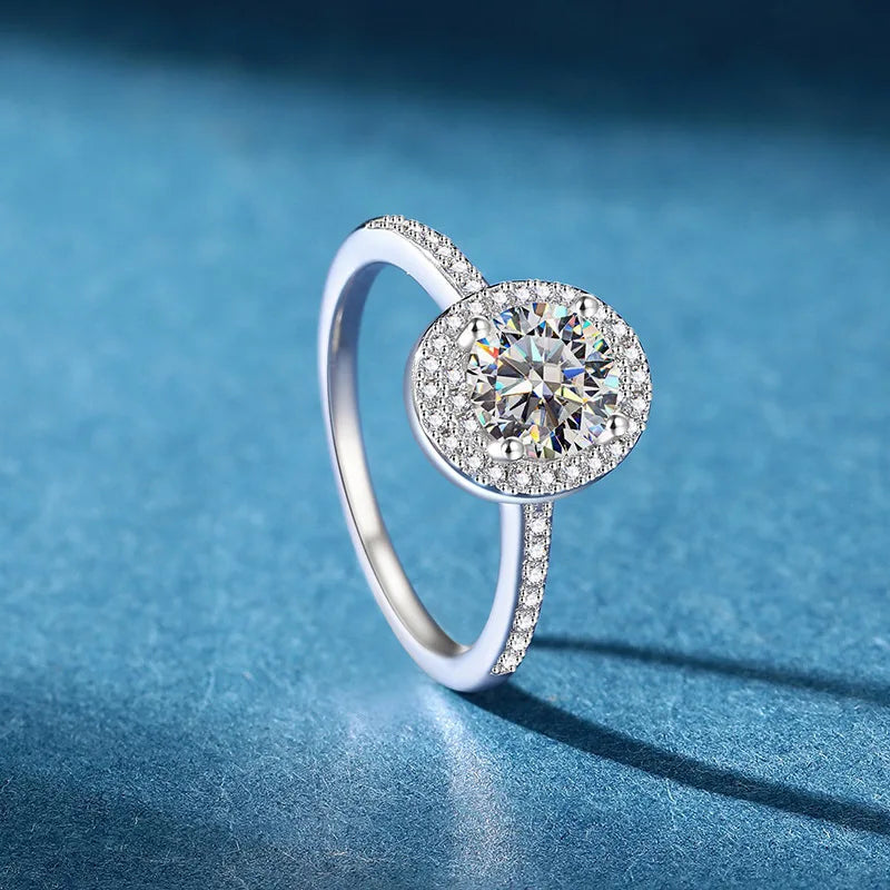 Women's 1 Carat Moissanite Ring PT950 Platinum Pigeon Egg Shape - Light Luxury Choice Elegant Precious Ring for Women