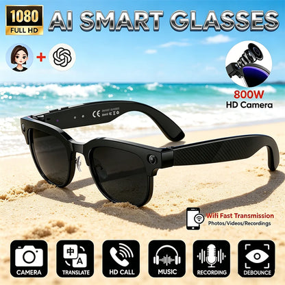 AI smart glasses, high-definition video recording, voice calling and music functions, suitable for travel and outdoor activities