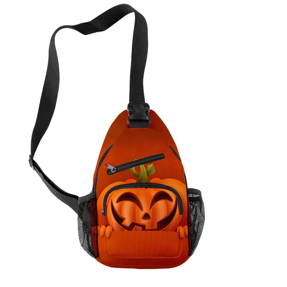 Fashion Youthful Halloween Skeleton Boys/Girls 3D Printed Chest Bags Oxford Waterproof Sports Crossbody Travel Bag Shoulder Bags