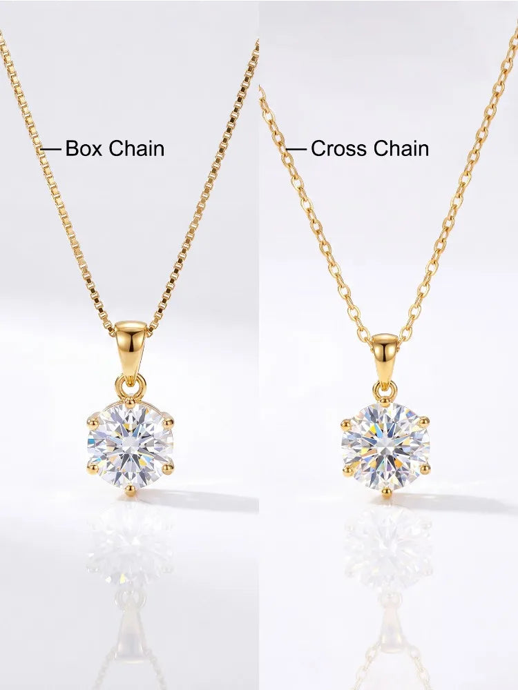 GRA Classic 1CT Round Moissanite Diamond Necklace For Women Gift Real 925 Sterling Silver Anniversary Wedding Luxury Jewelry