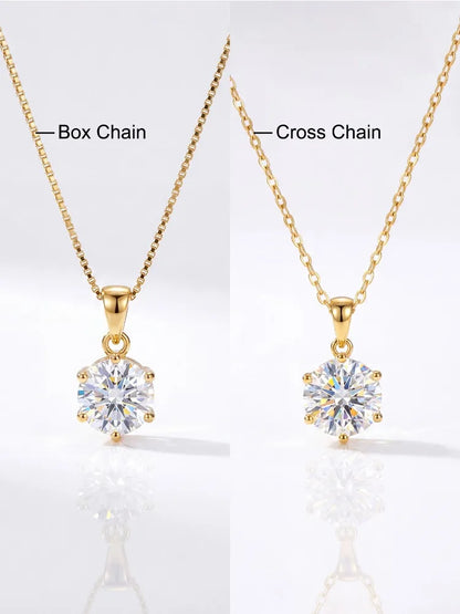 GRA Classic 1CT Round Moissanite Diamond Necklace For Women Gift Real 925 Sterling Silver Anniversary Wedding Luxury Jewelry