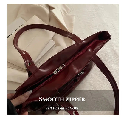 Winter Style Women's Retro Minimalist Tote Shoulder Bag 2025 Autumn Large Capacity Commuting Top-Handle Hand Bags for Women